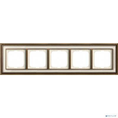 [авв] ABB 1754-0-4584 Рамка 5-постовая, серия Династия, Латунь античная, белое стекло