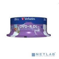 [Диск] Verbatim  Диски DVD+R  8-x, 8.5Gb Printable Double Layer, 25 шт, Cake Box (43667)