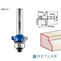 [Фрезы] ЗУБР Фреза кромочная калевочная №1, D= 19мм, рабочая длина-7,4мм, радиус-3,2мм, хв.-8мм, d-12,7мм, ЗУБР Профессионал [28701-19]