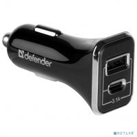 [Аксессуар] Defender Автомобильный адаптер USB+Type-C, 5V/3.1А, кабель (UCC-33) (83835)