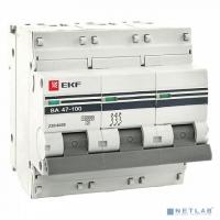 [EKF Автоматы и дополнительные устройства на DIN-ре] EKF mcb47100-3-80D-pro Автоматический выключатель 3P 80А (D) 10kA ВА 47-100 EKF PROxima