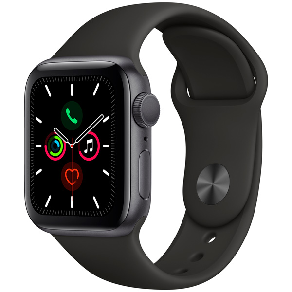 Apple Watch Series 5 44mm Space Gray Aluminum Case with Black Sport Band