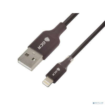 [Кабель] Greenconnect Кабель 3A 1.0m Apple USB 2.0  AM/Lightning 8pin MFI для Iphone 5/6/7/8/X - поддержка всех IOS, черный, со светодиодной индикацией заряда, (GCR-51032)