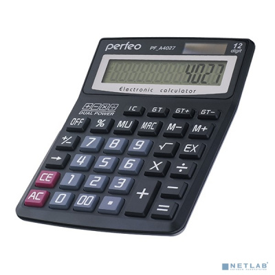[Калькуляторы] Perfeo калькулятор PF_A4027, бухгалтерский, 12-разр., GT, черный