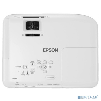 [Проектор] Epson EB-U05 [V11H841040] {3LCD WUXGA 1920x1200 3400Lm 15000:1 2xHDMI MHL USB 1x2W lamp 10000hrs}