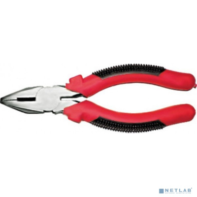 [Шарнирно-губцевый инструмент] FIT IT Плоскогубцы комбинированные "Стандарт" красно-черные пластиковые ручки, полированная сталь 165 мм [48165]