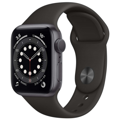 Apple Watch S6 40mm Space Gray Aluminum Case with Black Sport Band